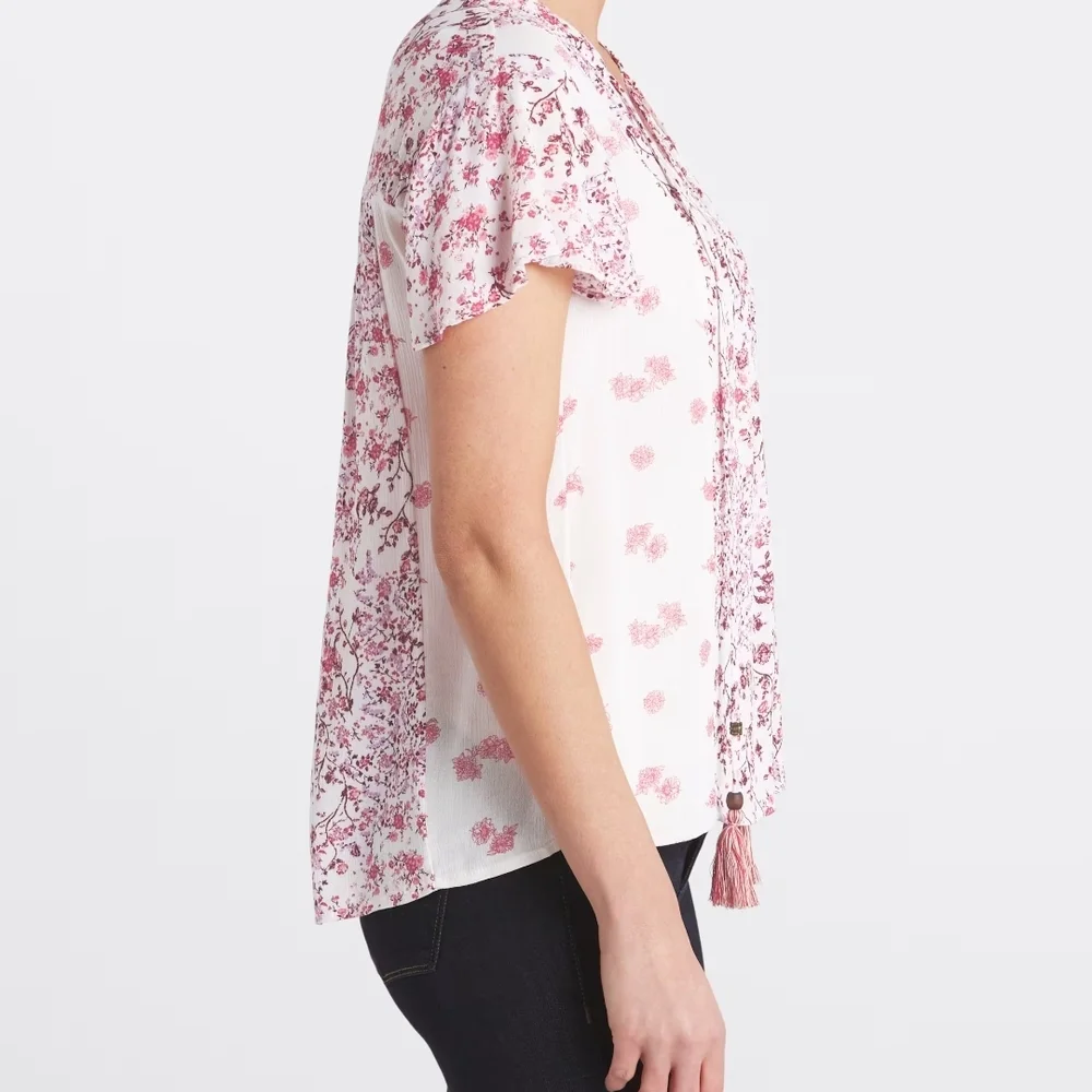 Chic Floral Pink Blouse for Women - Picture 5 of 6